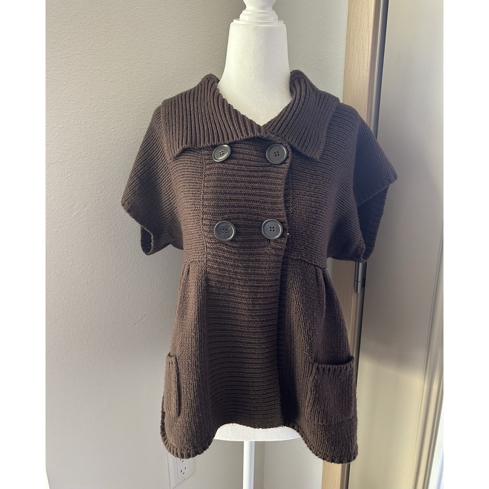 Vintage Brown Front Button Sweater Coquette Twee Feminine Boho Whimsy 90s - Picture 1 of 6
